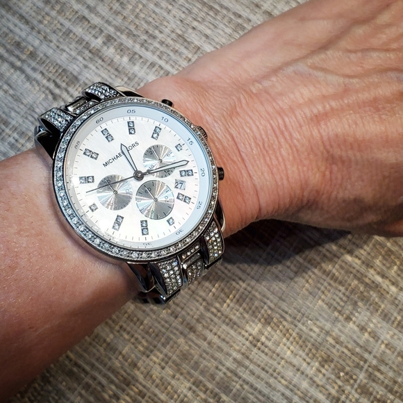 Michael Kors oversized faced watch w/pave crystals main image 6